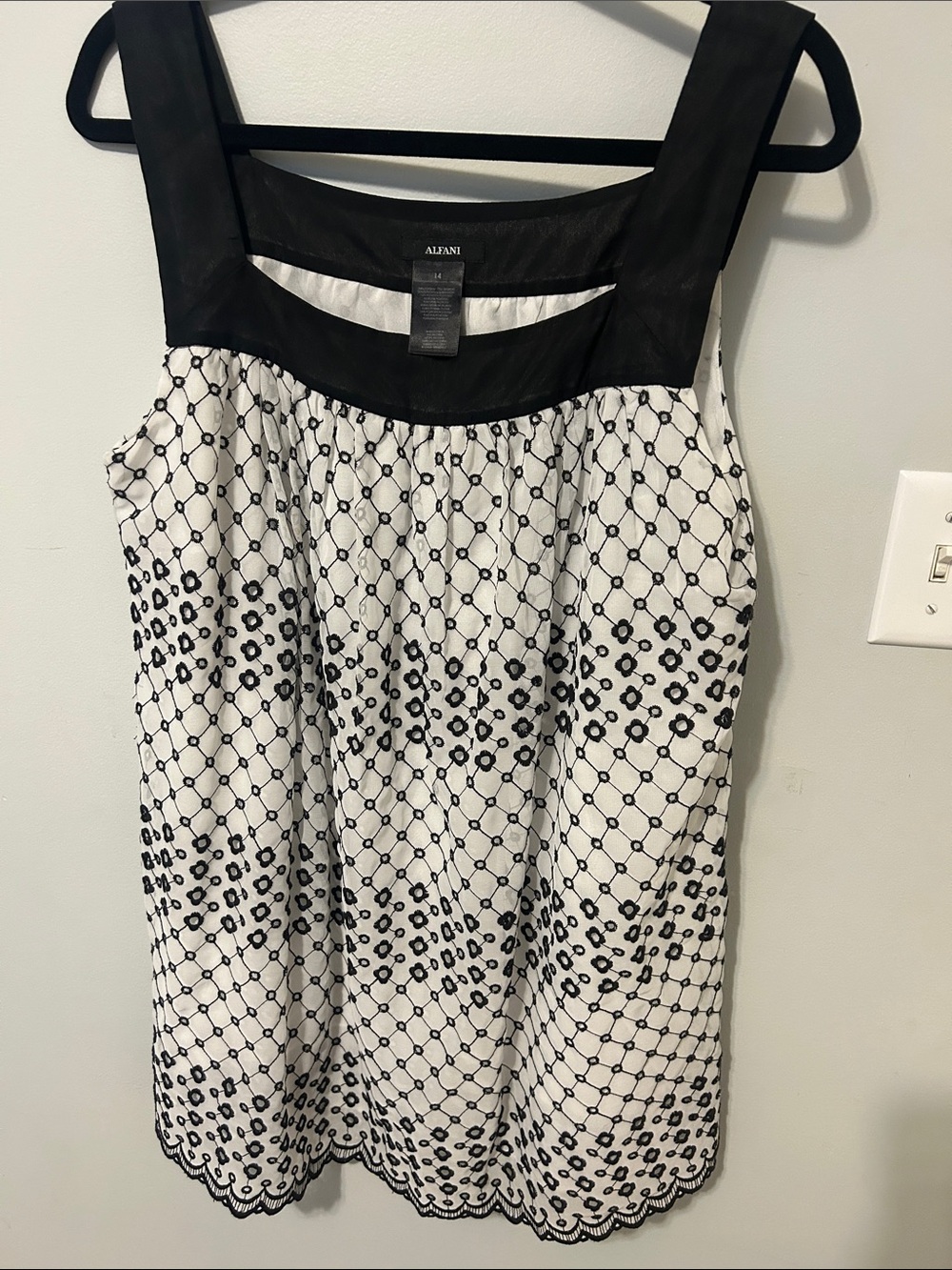 Alfani Black and White Embroidered Sleeveless Dress